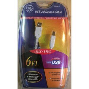 GE 6 Feet USB 2.0 Device Cable A & B Plug  Certified High Speed Windows Mac